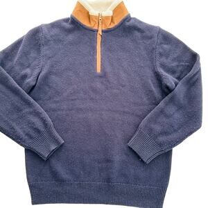 Orvis Men's Navy Blue Lambswool 1/4 Zip Sweater Size Medium Sherpa Collar